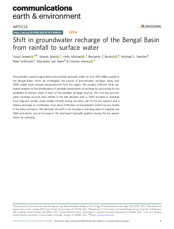 (PDF) Shift in groundwater recharge of the Bengal Basin from rainfall ...