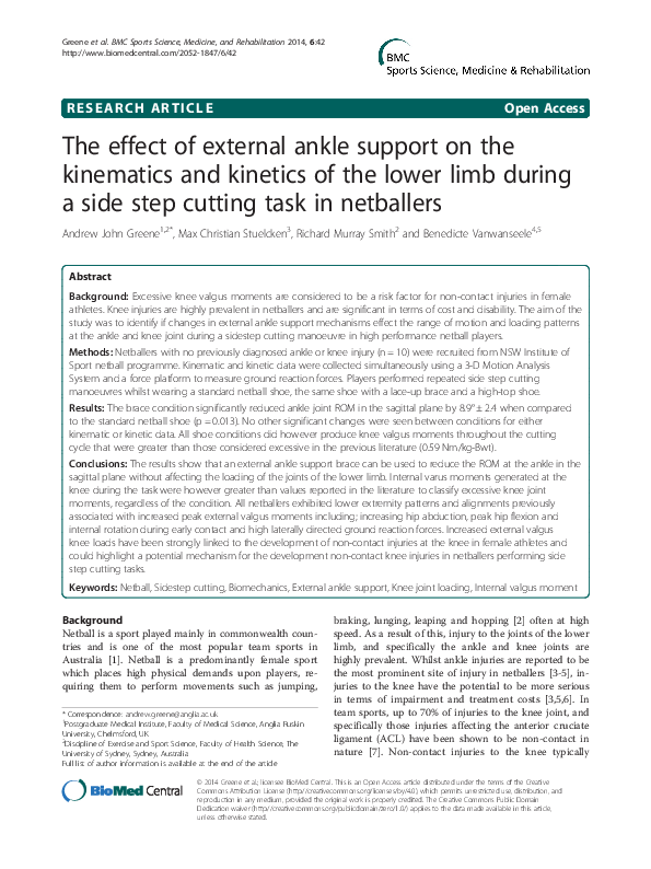 (PDF) The effect of external ankle support on the kinematics and ...