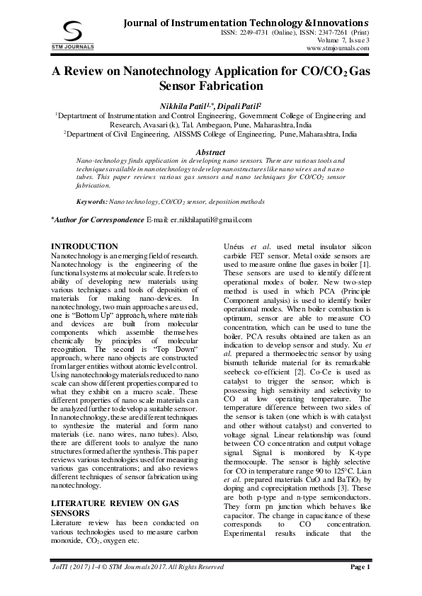 (PDF) A Review on Nanotechnology Application for CO/CO 2 Gas Sensor ...