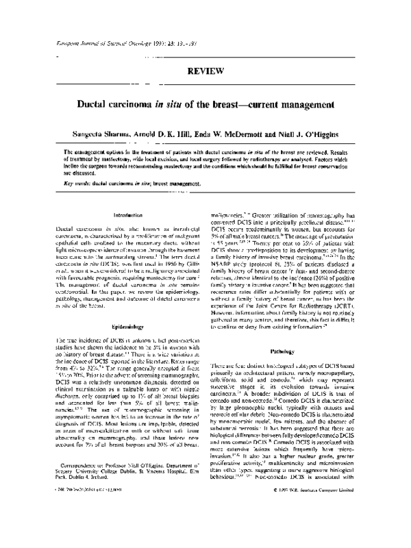 (PDF) Ductal carcinoma in situ of the breast—current management