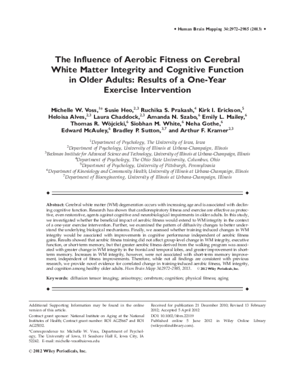 (PDF) The influence of aerobic fitness on cerebral white matter ...