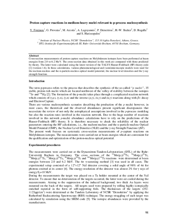 (PDF) Proton capture reactions in medium-heavy nuclei relevant to p ...