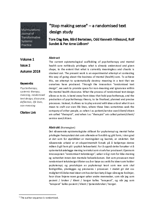 (PDF) Stop Making sense