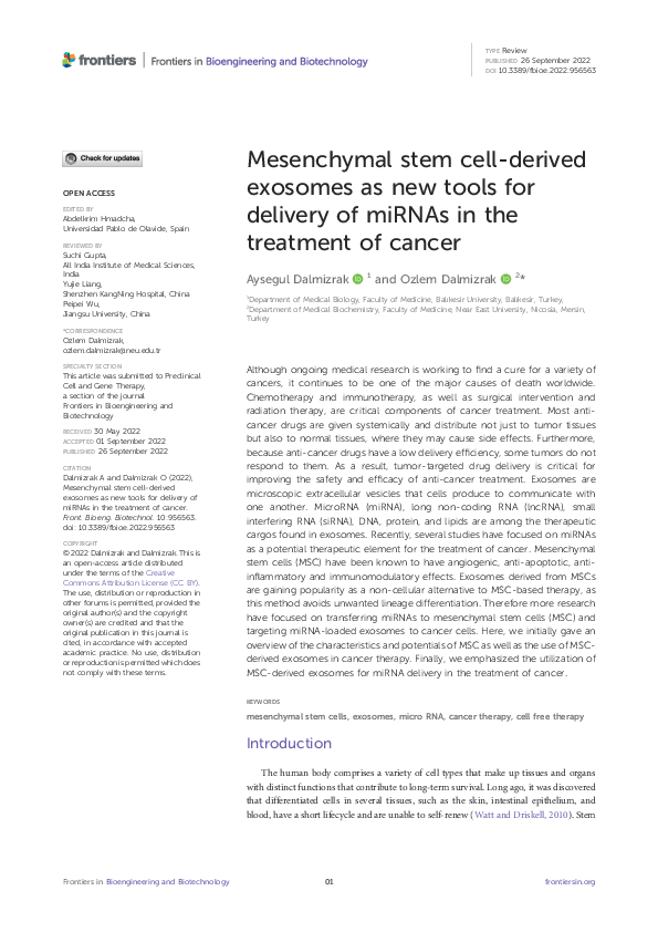 (PDF) Mesenchymal stem cell-derived exosomes as new tools for delivery ...