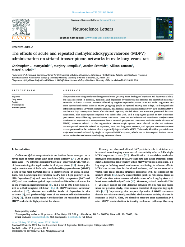 (PDF) The Effects of Acute and Repeated Methylenedioxypyrovalerone ...