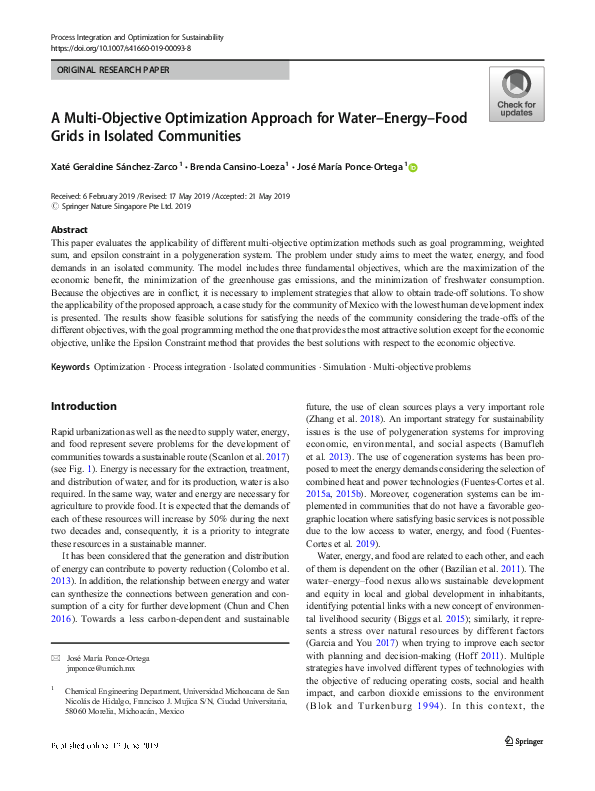 (PDF) A Multi-Objective Optimization Approach for Water–Energy–Food ...
