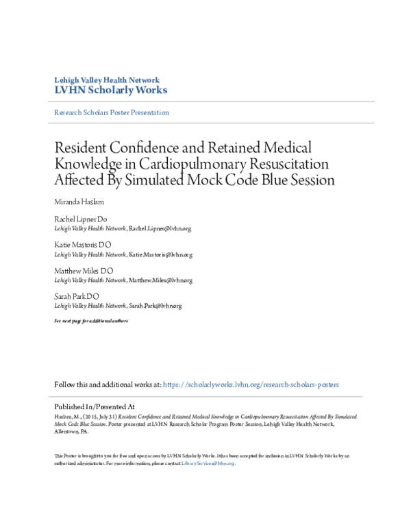 (PDF) Resident Confidence and Retained Medical Knowledge in ...