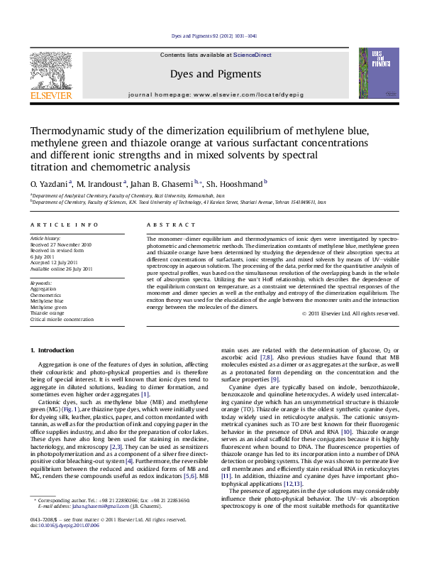 (PDF) Dyes and Pigments Omid Yazdani Academia.edu