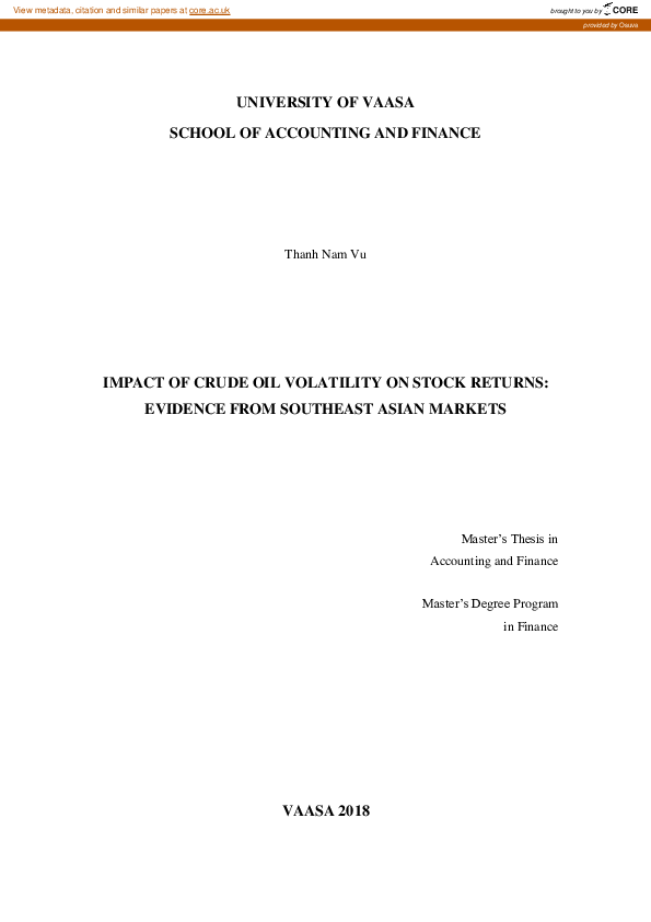 (PDF) Impact of crude oil volatility on stock returns: Evidence from ...