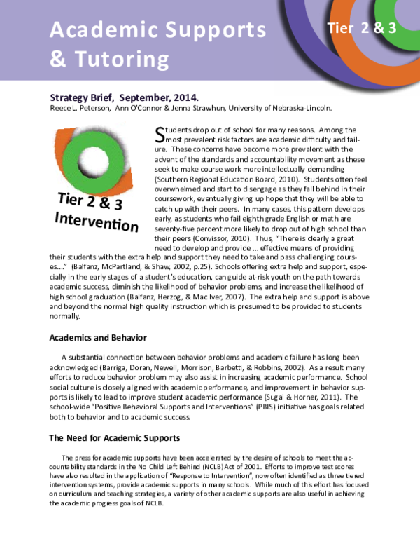 (PDF) Academic Supports & Tutoring
