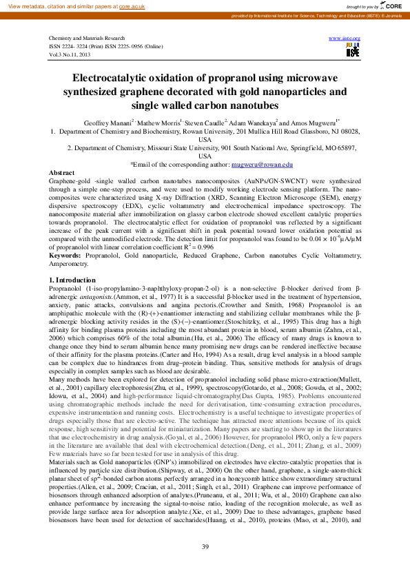 (PDF) Electrocatalytic oxidation of propranol using microwave ...