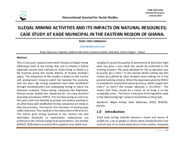 (PDF) Illegal Mining Activities and Its Impacts on Natural Resources ...