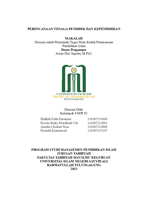 (PDF) PERENCANAAN TENAGA PENDIDIK DAN KEPENDIDIKAN