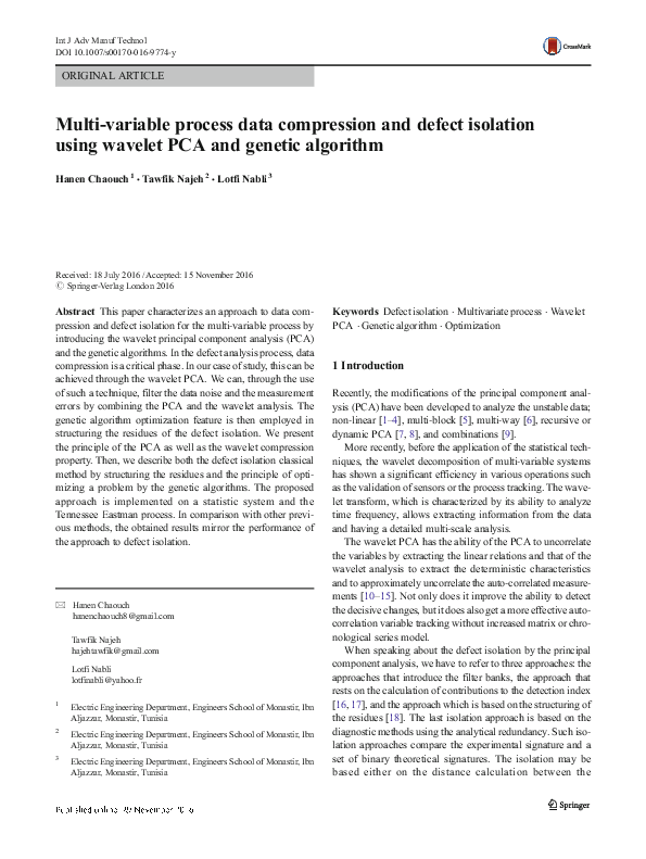 (PDF) Multi-variable process data compression and defect isolation ...