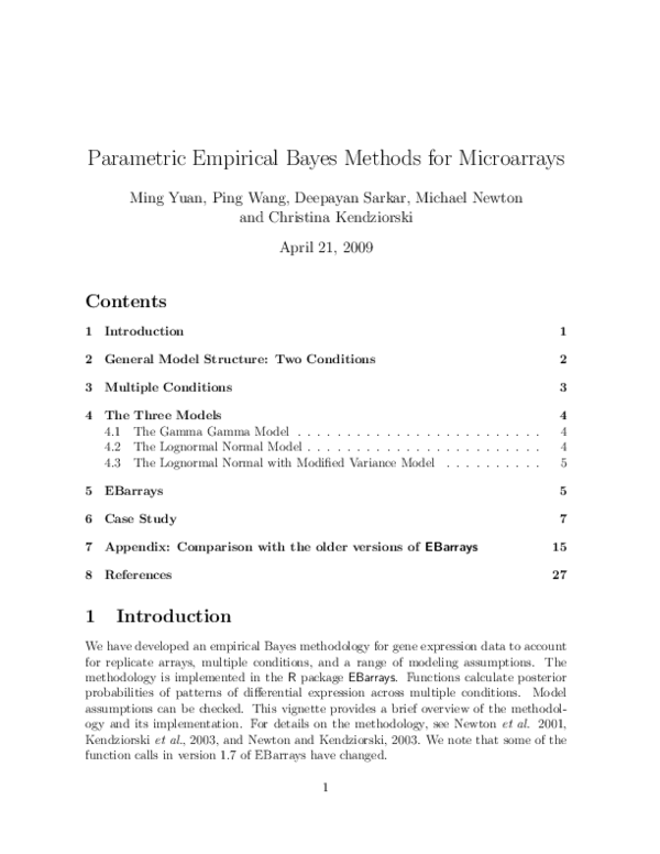 (PDF) Parametric Empirical Bayes Methods for Microarrays