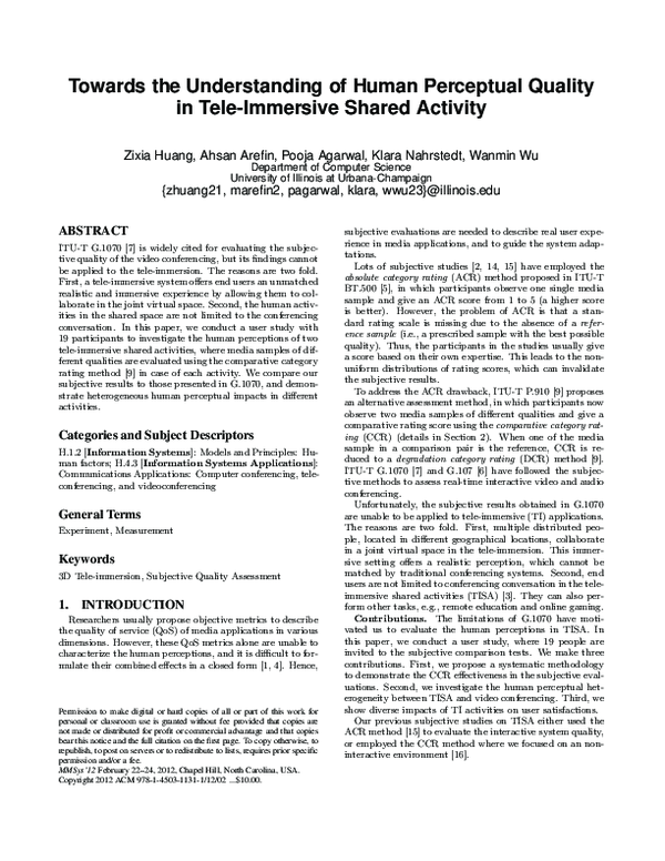 (PDF) Towards the understanding of human perceptual quality in tele ...