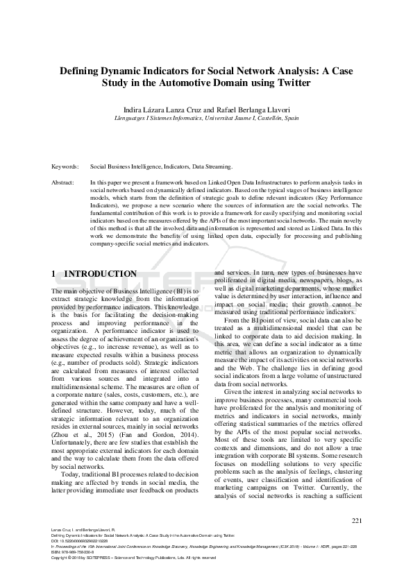 (PDF) Defining Dynamic Indicators for Social Network Analysis: A Case ...