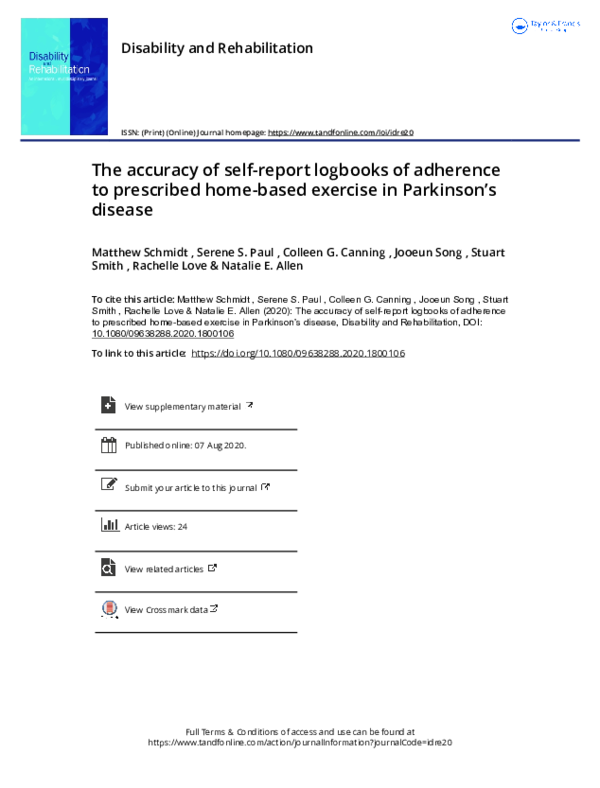 (PDF) The accuracy of self-report logbooks of adherence to prescribed ...