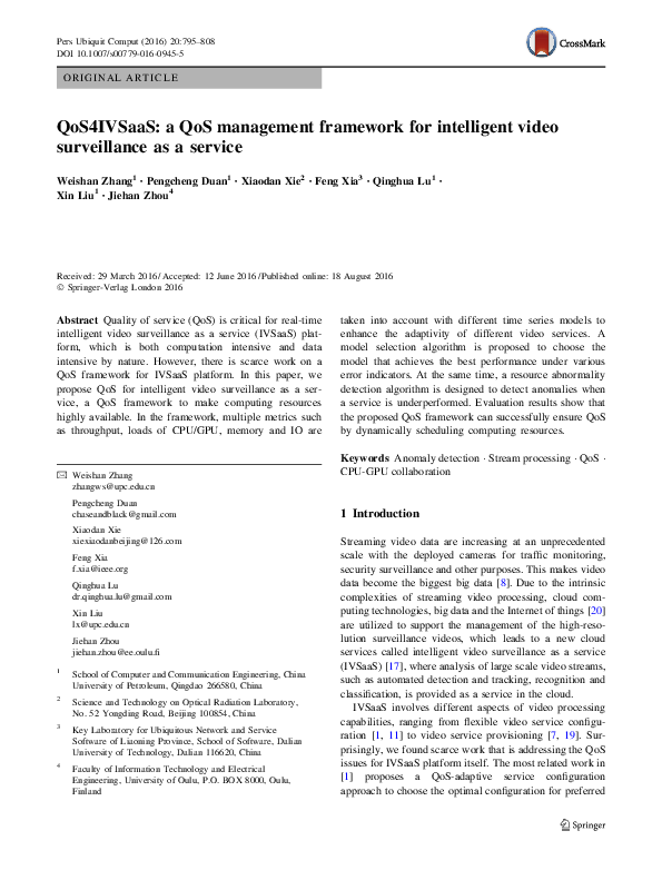 (PDF) QoS4IVSaaS: a QoS management framework for intelligent video ...