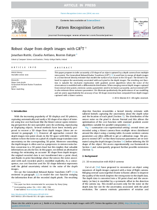 (PDF) Robust shape from depth images with GR2T