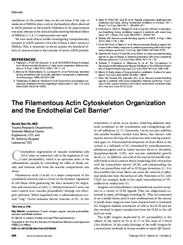 (PDF) The Filamentous Actin Cytoskeleton Organization and the ...