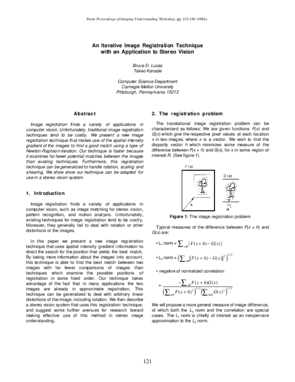 (PDF) An iterative image registration technique with an application to ...