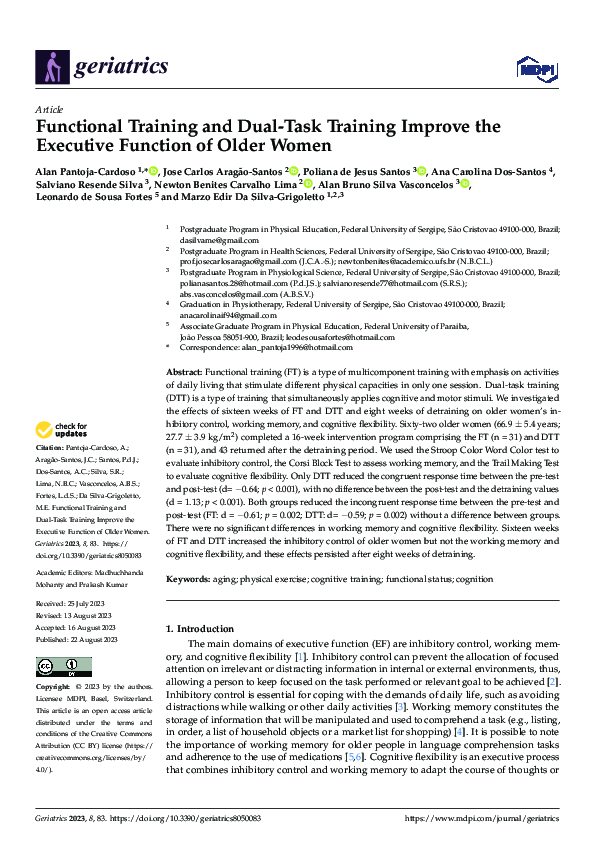 (PDF) Functional Training and Dual-Task Training Improve the Executive ...