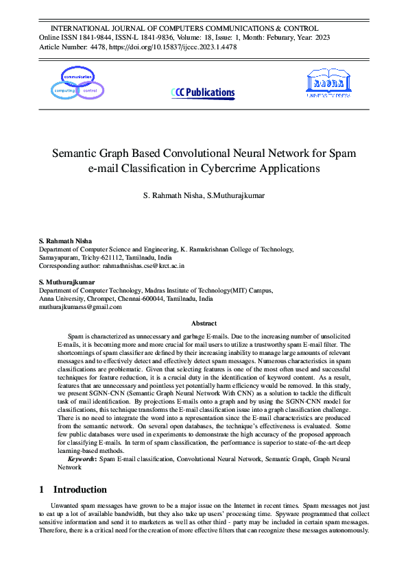 (PDF) Semantic Graph Based Convolutional Neural Network for Spam e-mail ...