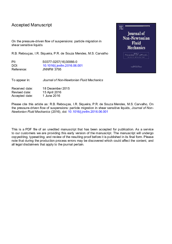(PDF) On the pressure-driven flow of suspensions: Particle migration in ...