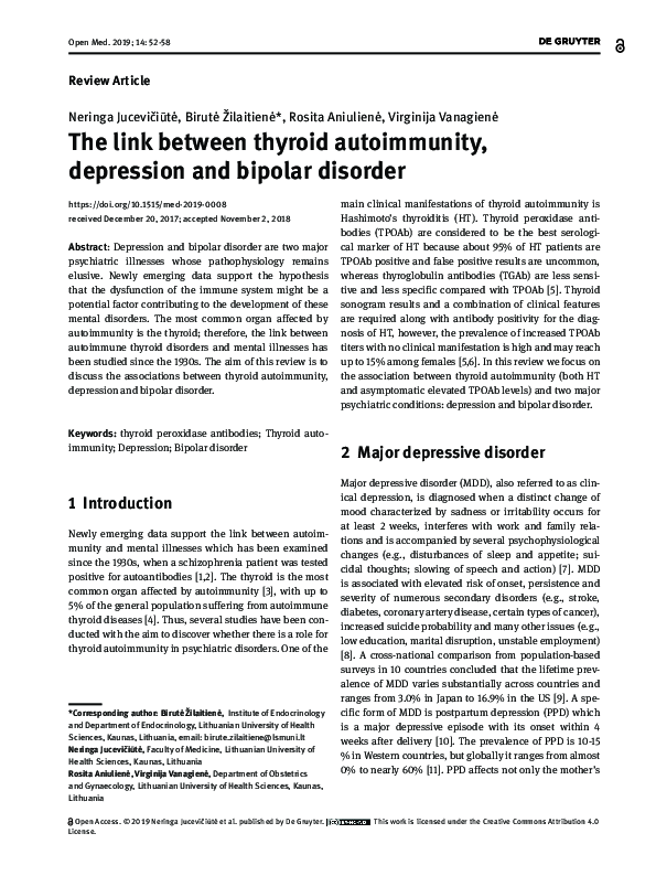 (PDF) The link between thyroid autoimmunity, depression and bipolar ...