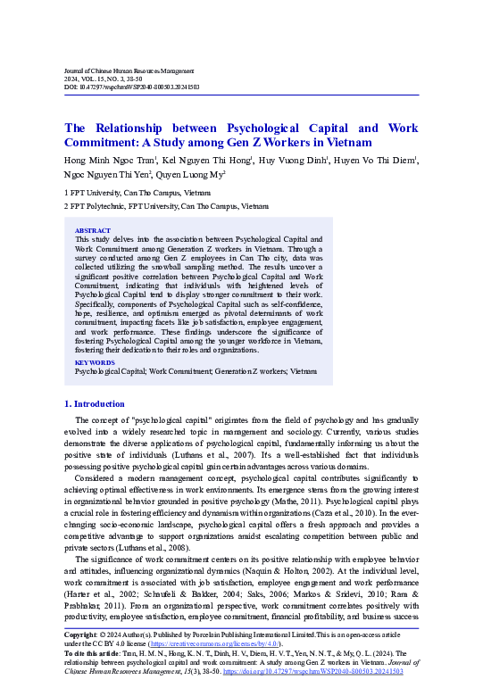 (PDF) The Relationship between Psychological Capital and Work ...