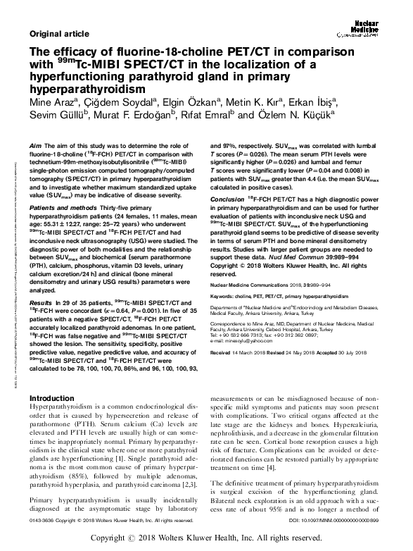 (PDF) The efficacy of fluorine-18-choline PET/CT in comparison with ...