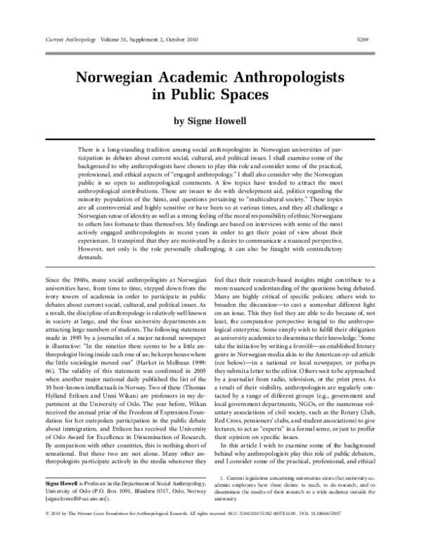 (PDF) Norwegian Academic Anthropologists in Public Spaces