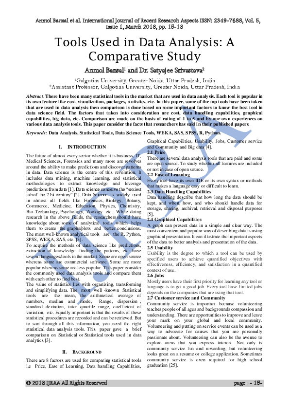 (PDF) Tools Used in Data Analysis: A Comparative Study