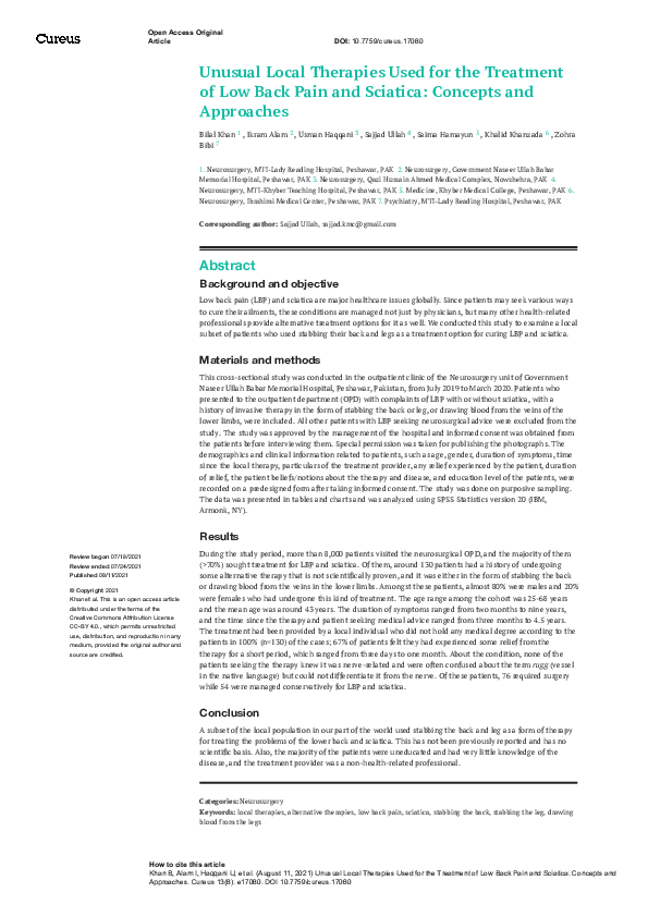 (PDF) Unusual Local Therapies Used for the Treatment of Low Back Pain ...