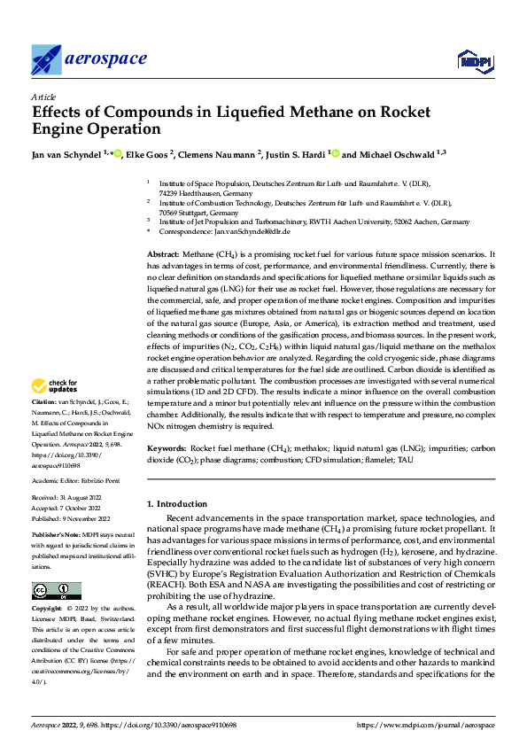 (PDF) Effects of Compounds in Liquefied Methane on Rocket Engine Operation