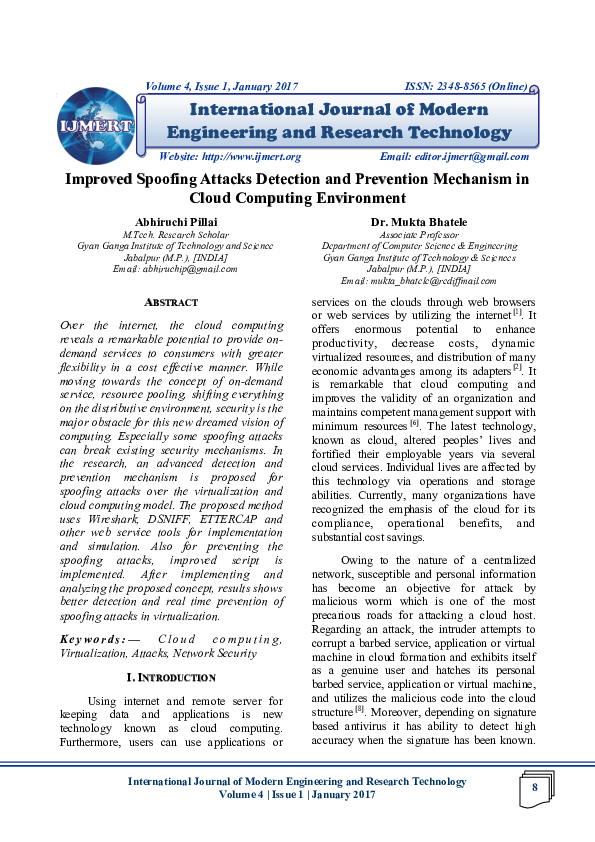 (PDF) Improved Spoofing Attacks Detection and Prevention Mechanism in ...
