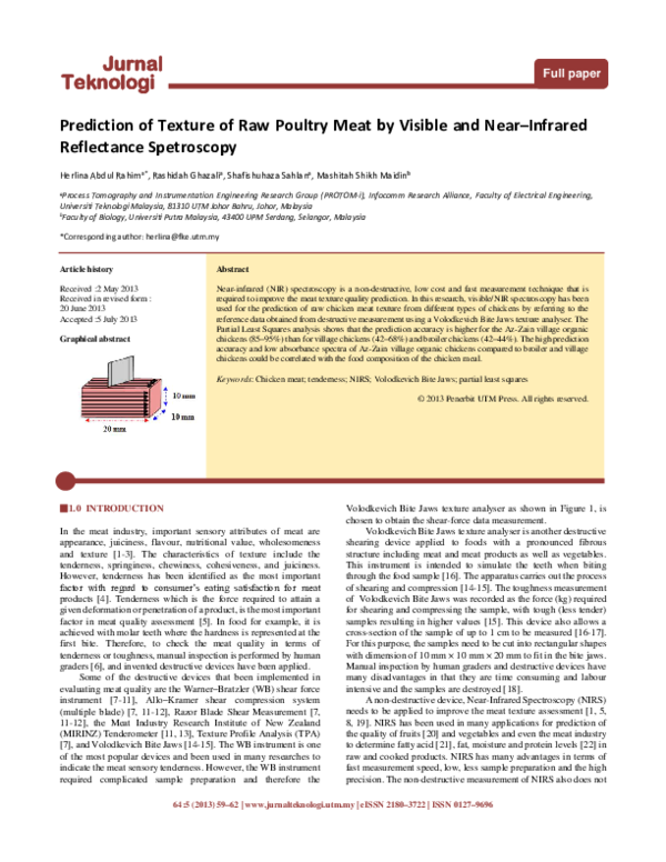 (PDF) Prediction of Texture of Raw Poultry Meat by Visible and Near ...