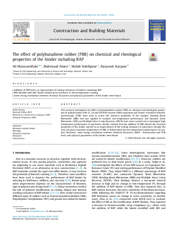 (PDF) The effect of polybutadiene rubber (PBR) on chemical and ...