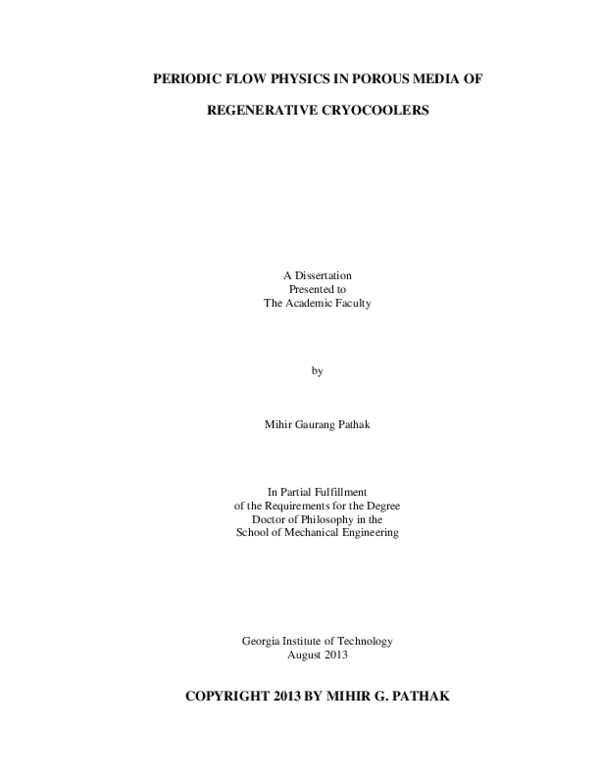 (PDF) Periodic flow physics in porous media of regenerative cryocoolers