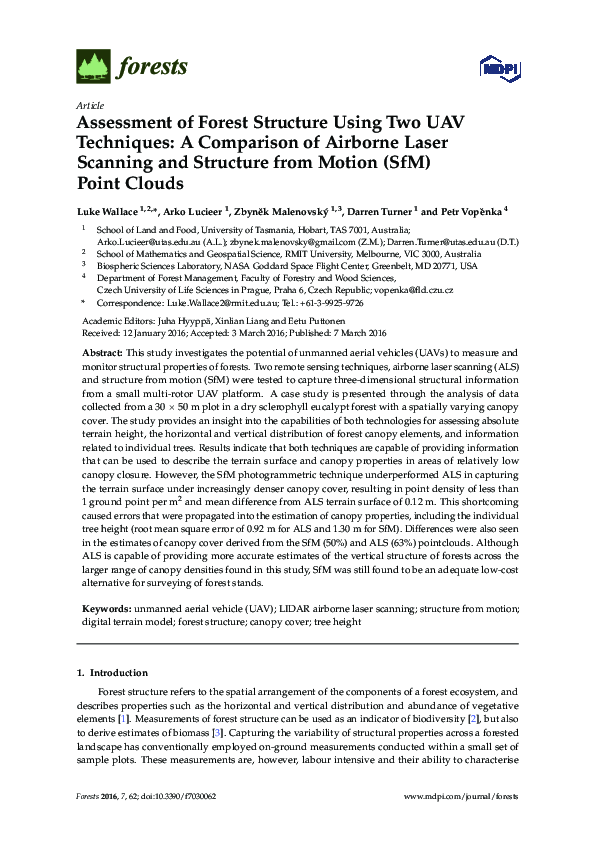 (PDF) Assessment of Forest Structure Using Two UAV Techniques: A ...