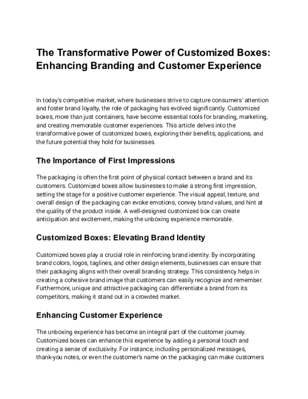 (PDF) The Transformative Power of Customized Boxes: Enhancing Branding ...