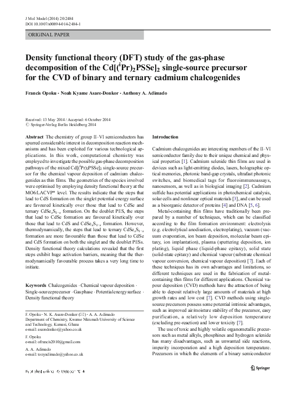 (PDF) Density functional theory (DFT) study of the gas-phase ...