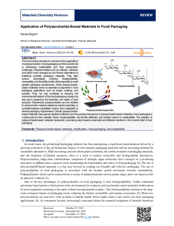 (PDF) Application of Polysaccharide-Based Materials in Food Packaging