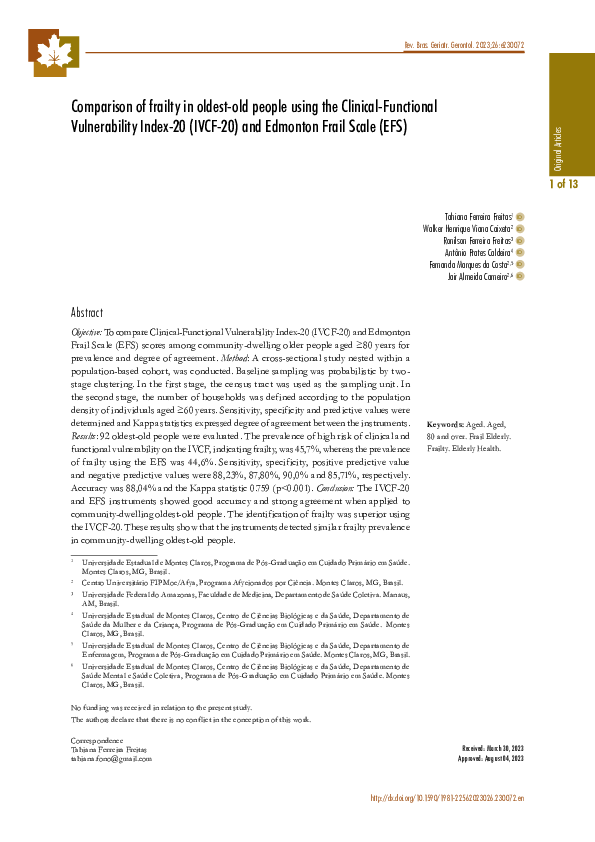 (PDF) Comparison of frailty in oldest-old people using the Clinical ...
