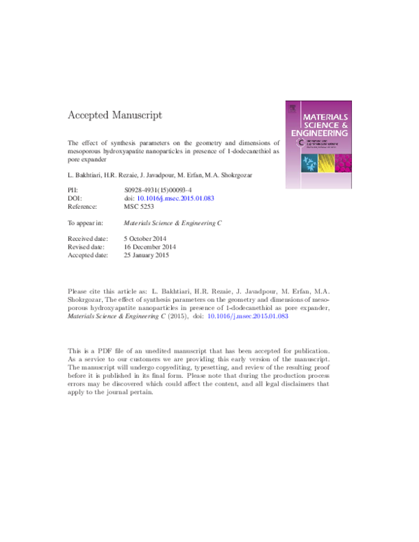 (PDF) The effect of synthesis parameters on the geometry and dimensions ...