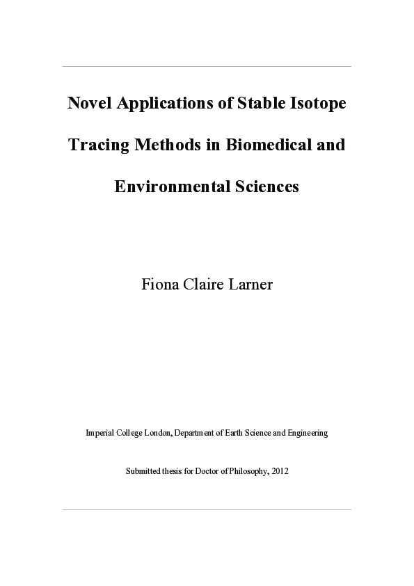 (PDF) Novel applications of stable isotope tracing methods in ...