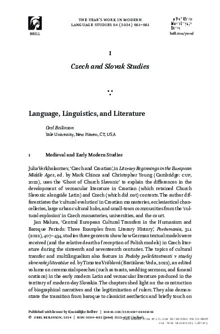 (PDF) The Year's Work in Modern Language Studies 84: Czech and Slovak ...