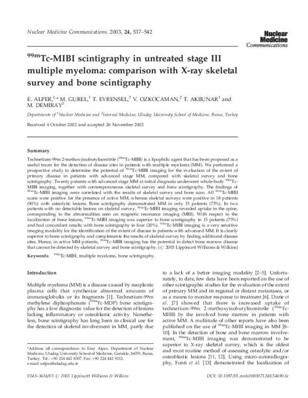 (PDF) 99mTc-MIBI scintigraphy in untreated stage III multiple myeloma ...