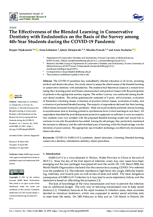(PDF) The Effectiveness of the Blended Learning in Conservative ...